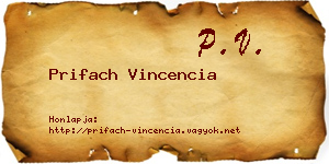 Prifach Vincencia névjegykártya
